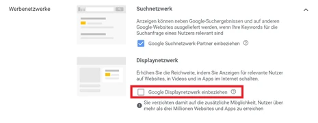 Displaynetzwerk Einstellungen